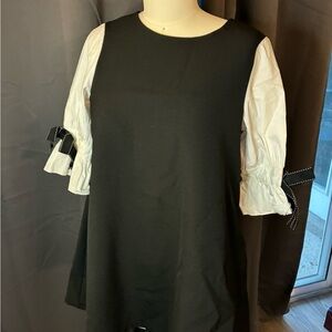 Black and White Dress with Bow Sleeves